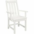 Polywood Vineyard White Vertical Slat Back Dining Arm Chair 633VND230WH